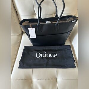🖤 Quince Italian Leather Shopper Tote Black Tote Bag - NWT 🖤